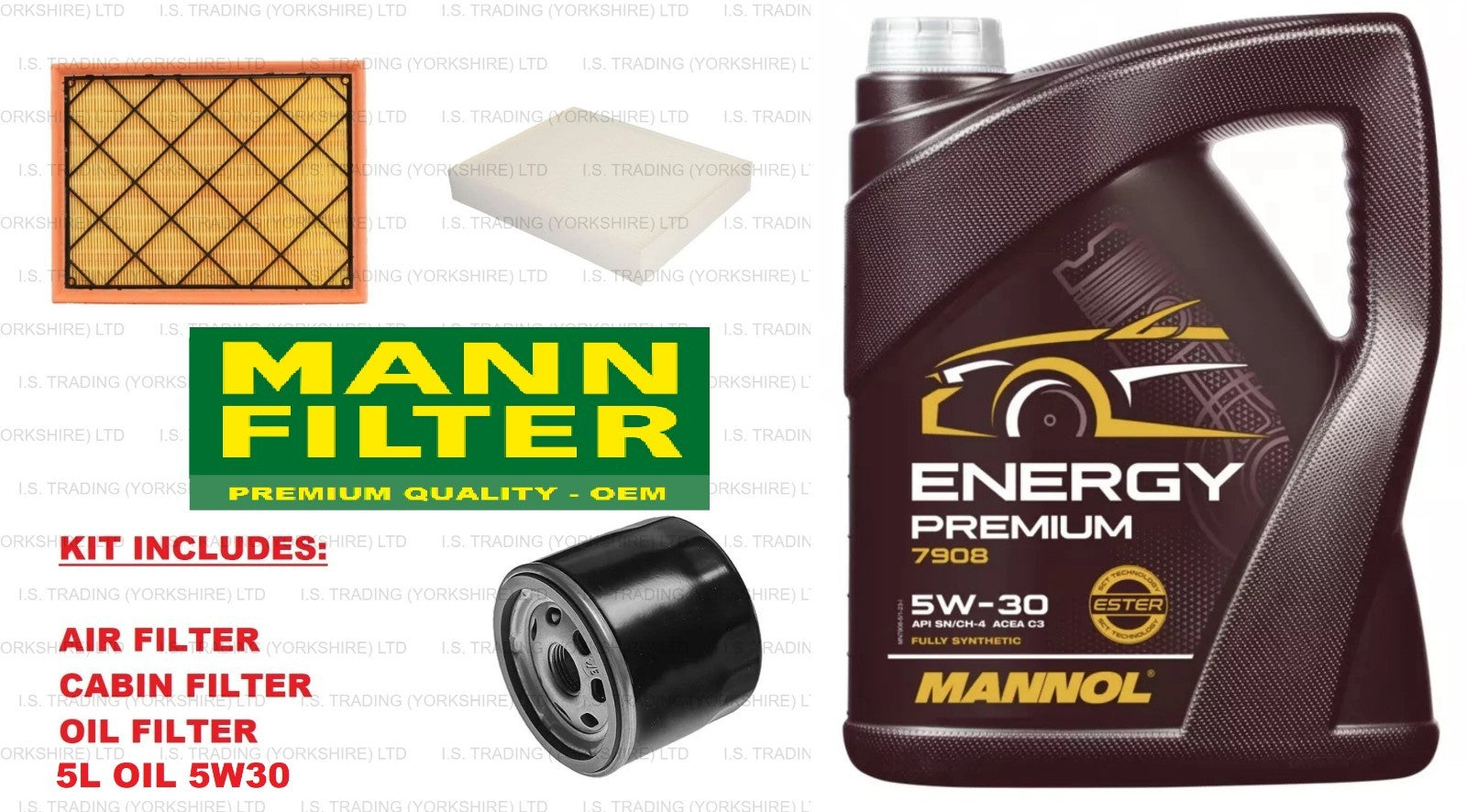 FOR FORD FOCUS 1.0 1.5 ECOBOOST 18-25 OIL AIR CABIN PREMIUM SERVICE KIT + 5L OIL